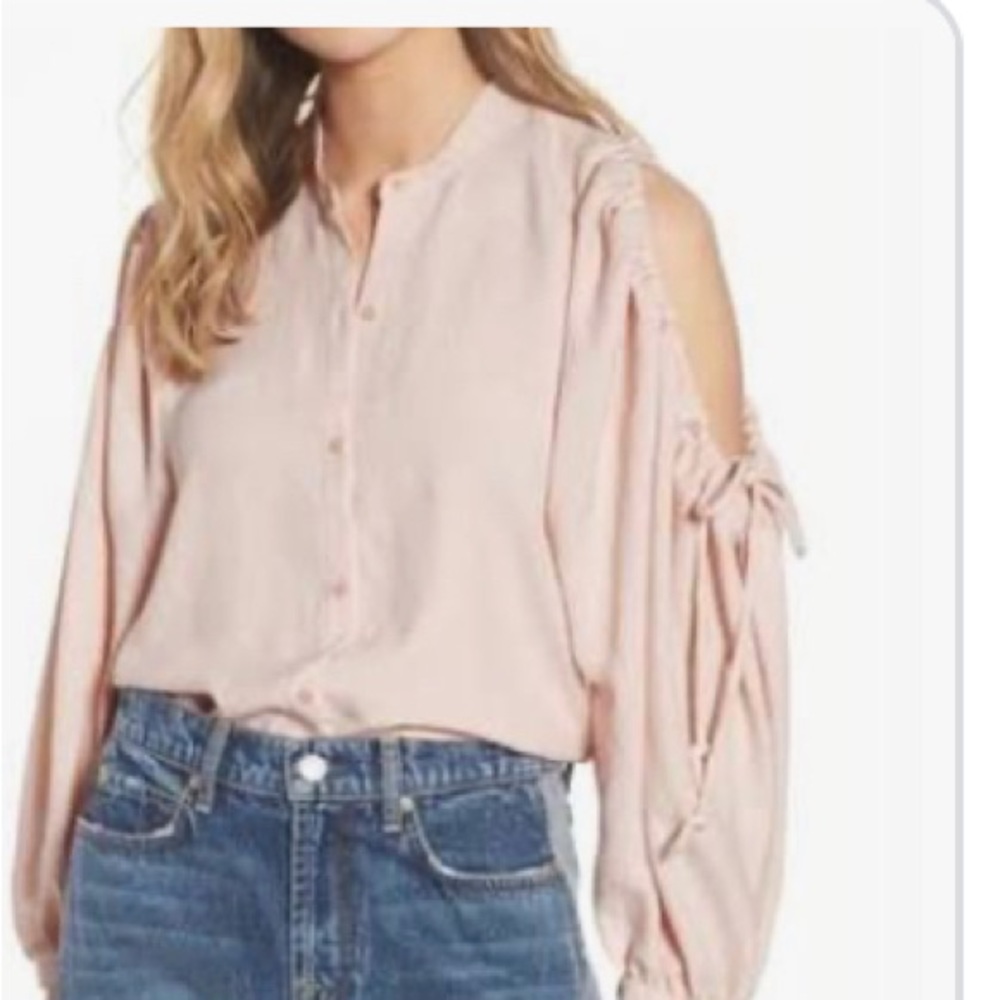 7 for all mankind cold shoulder pink shirt sz S